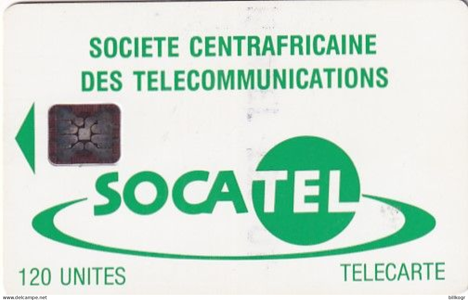 CENTRAL AFRICAN REPUBLIC - SOCATEL Logo Green, First Chip Issue 120 Units, Chip SC5, BN : 43757, Used - Central African Republic