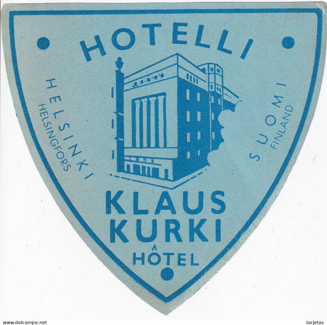 ANTIGUA ETIQUETA DEL HOTEL KLAUS KURKI DE HELSINKI (FINLAND-FINLANDIA) - Etiquettes D'hotels