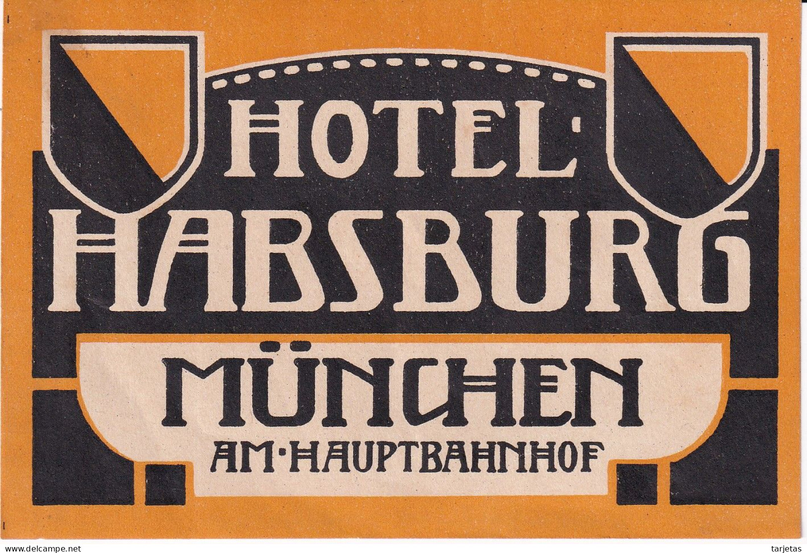 ANTIGUA ETIQUETA DEL HOTEL HABSBURG DE MUNCHEN (GERMANY-ALEMANIA) - Etiquettes D'hotels