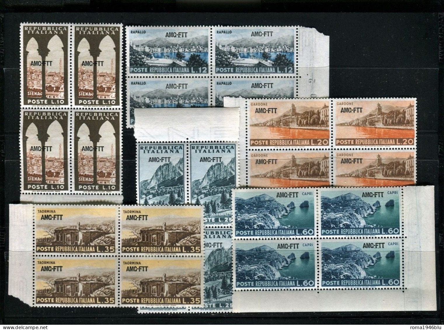 TRIESTE A 1954 SERIE TURISTICA ** MNH QUARTINA - Nuovi