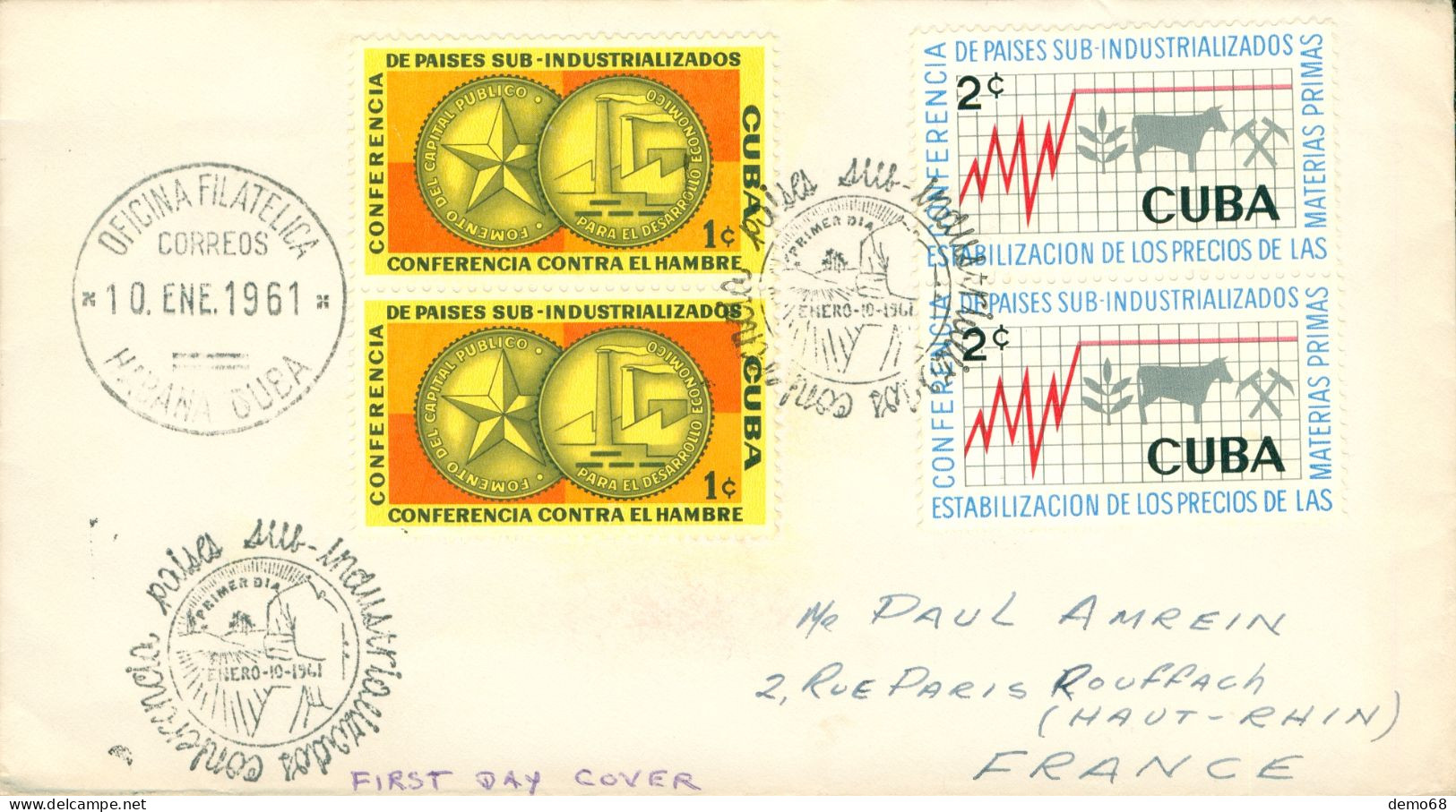 Amérique Cuba Stamp Timbre Sur Enveloppe 1961 Philatélica étoile Usine  Vache Marteau - Sonstige & Ohne Zuordnung