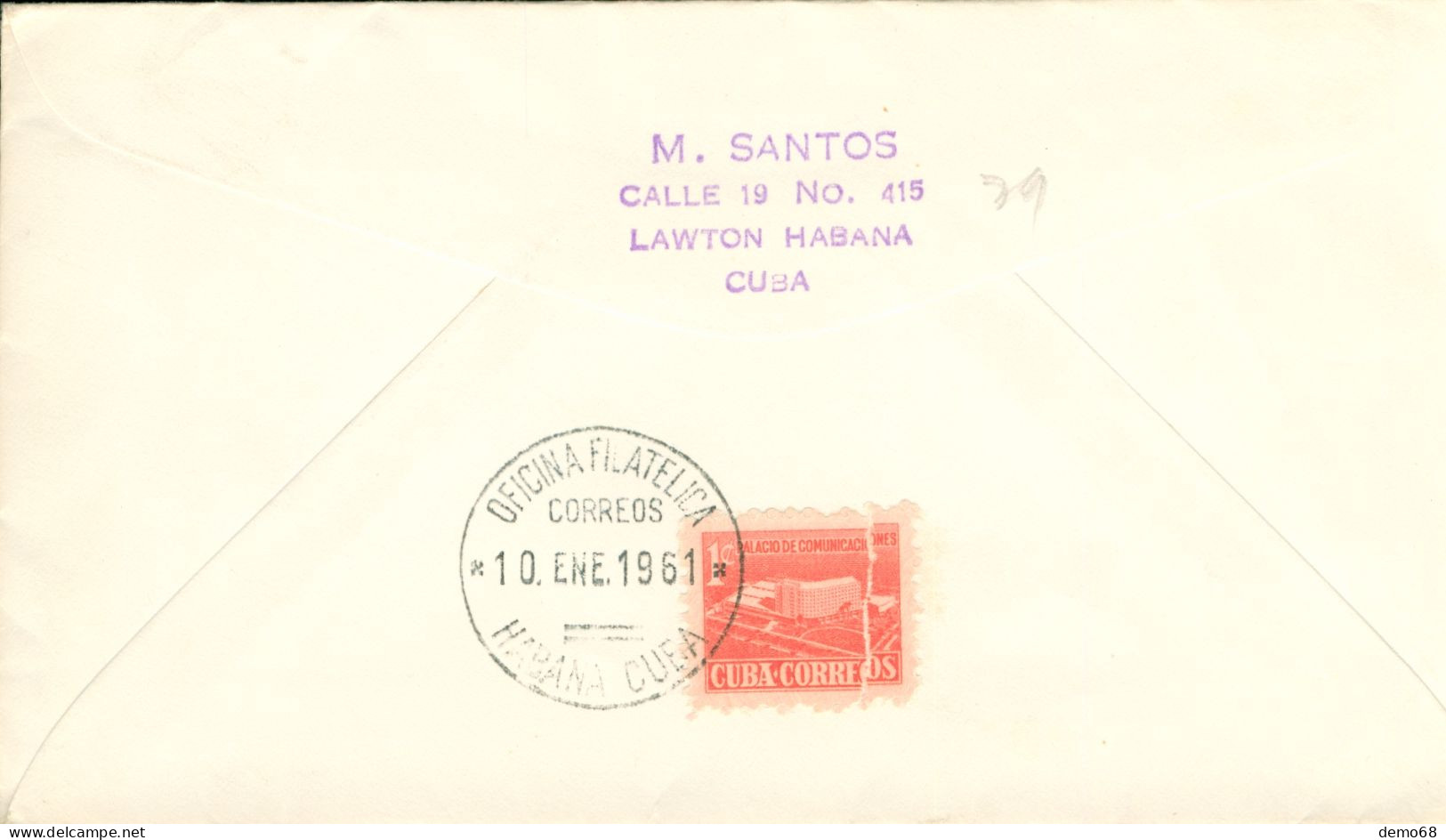 Amérique Cuba Stamp Timbre Sur Enveloppe 1961 Philatélica étoile Usine  Vache Marteau - Otros & Sin Clasificación