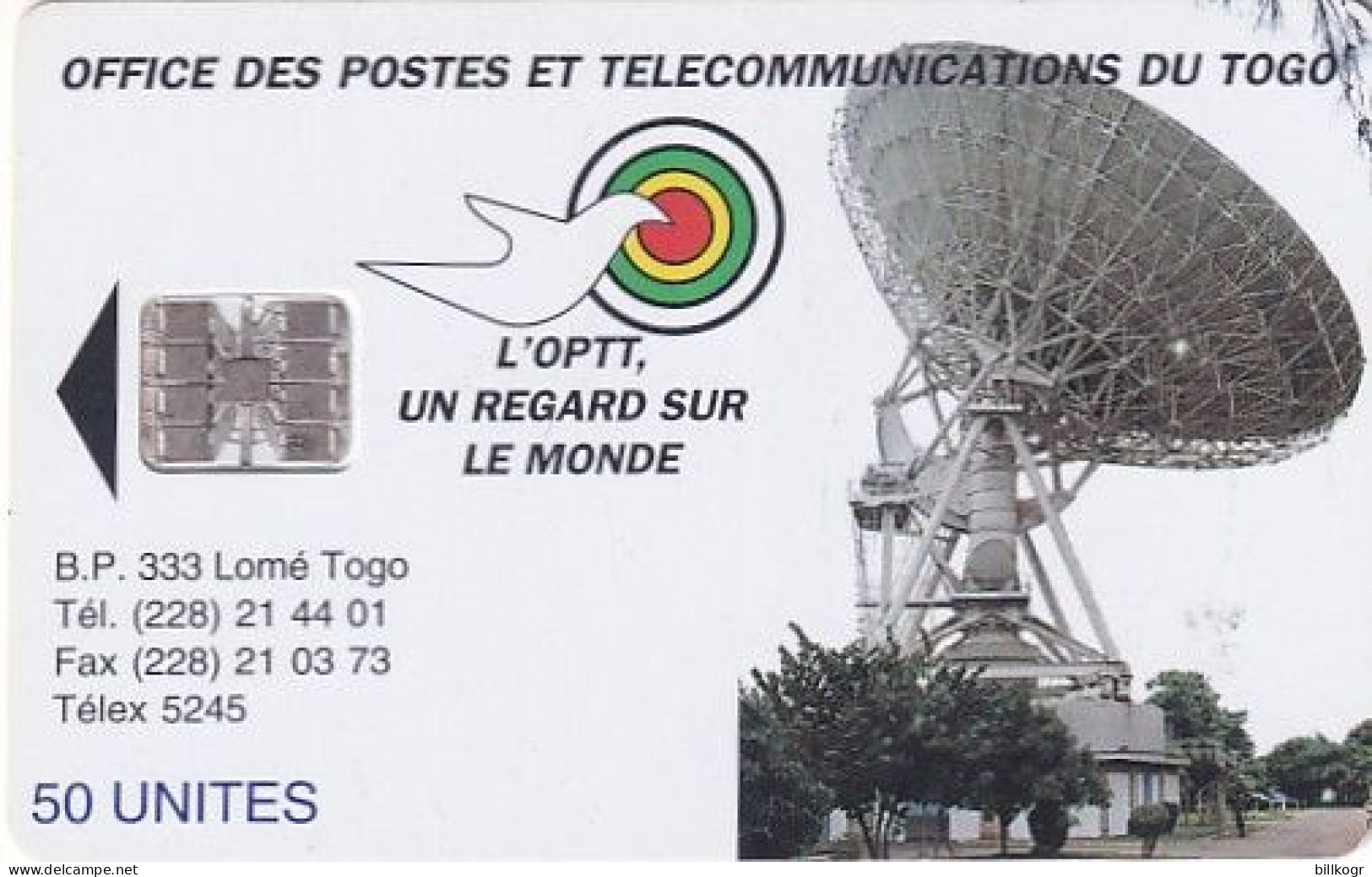 TOGO - Earth Station, First Chip Issue 50 Units(reverse B-CN At Bottom), Used - Togo