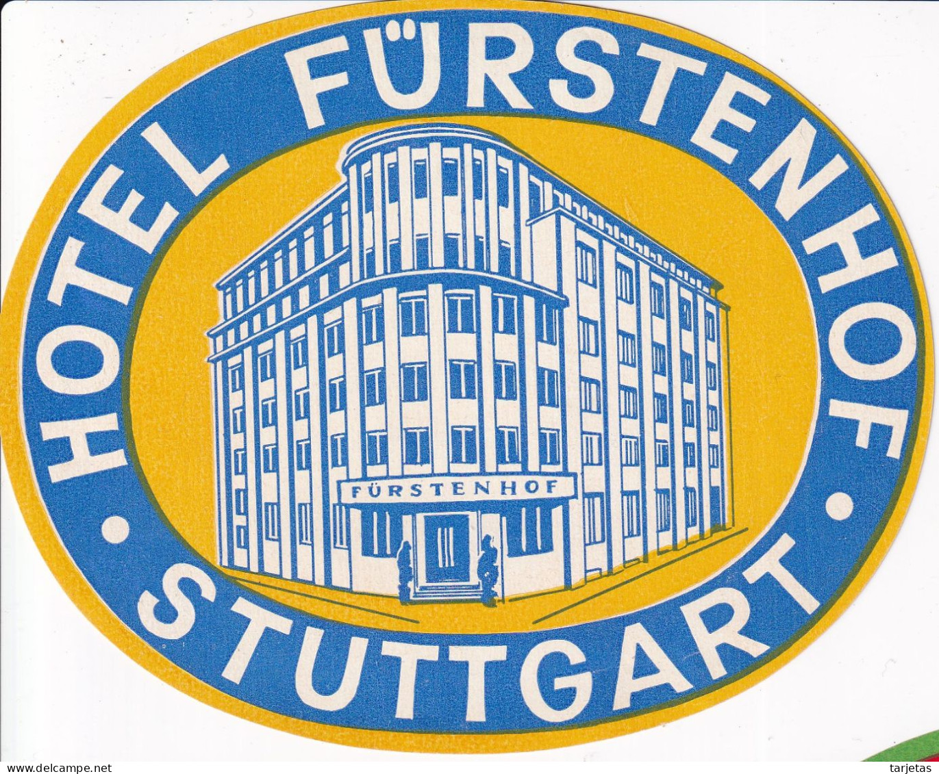 ANTIGUA ETIQUETA DEL HOTEL FURSTENHOF DE STUTTGART (GERMANY-ALEMANIA) - Etiquettes D'hotels