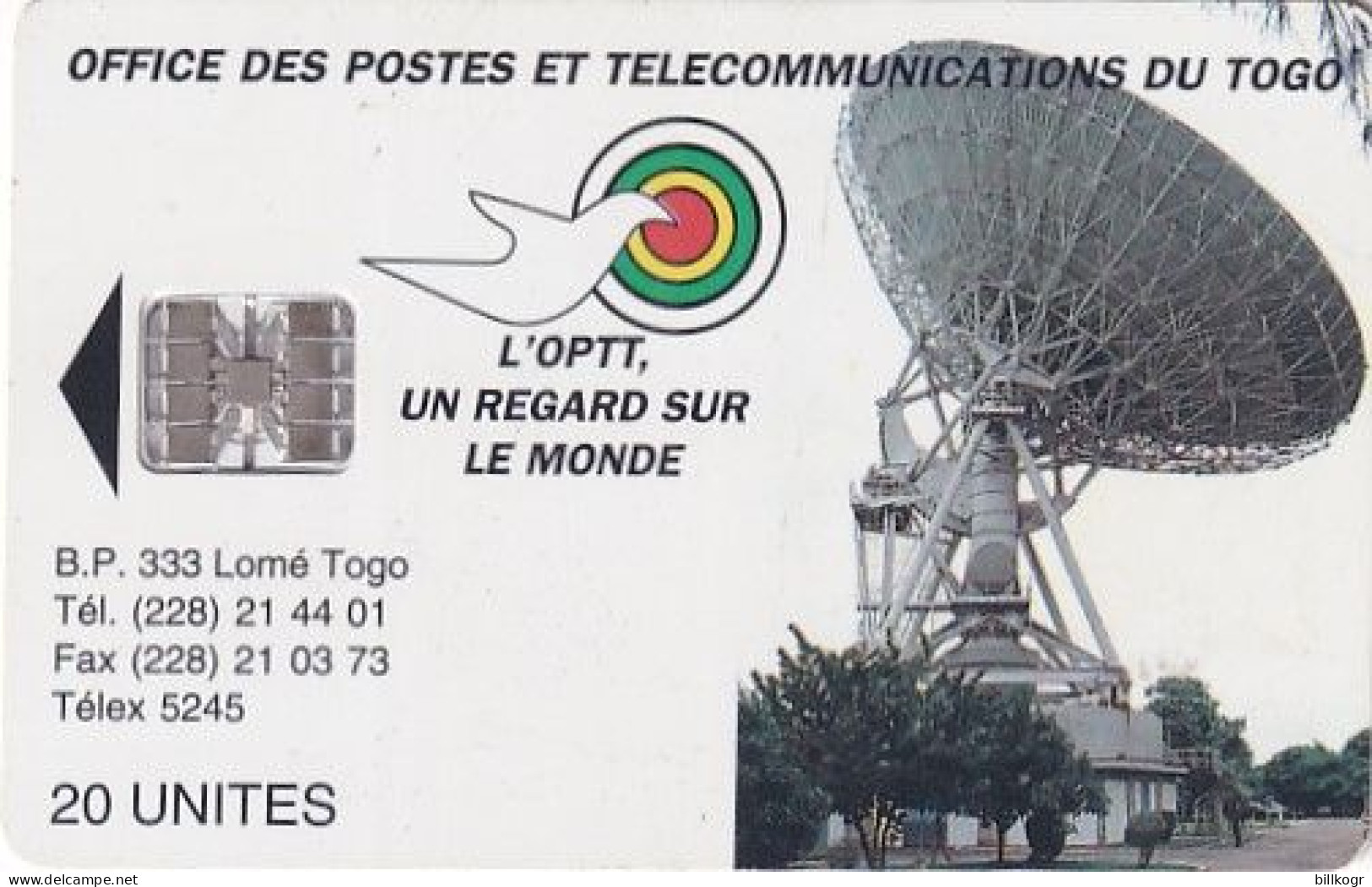 TOGO - Earth Station, First Chip Issue 20 Units(reverse A-CN At Centre), Used - Togo