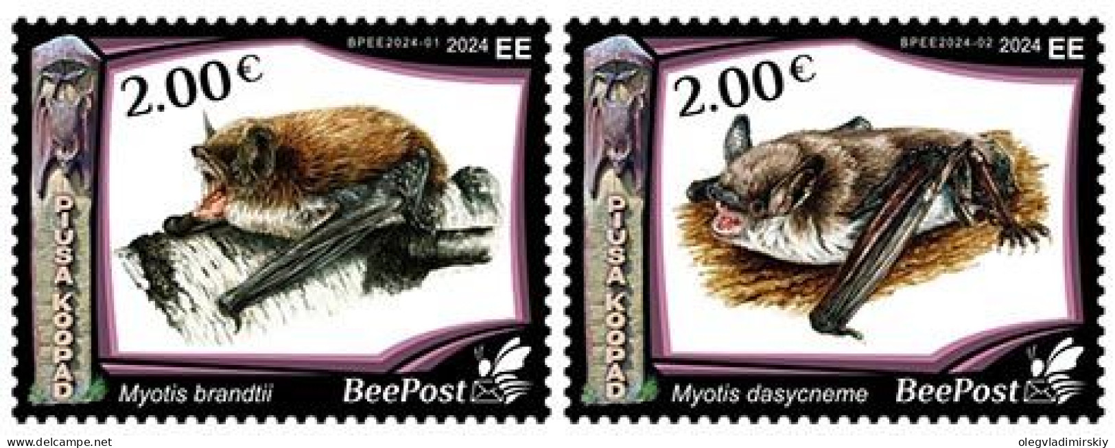 Estonia Estland Estonie 2024 Visit Estonia Piusa Caves Bats Geology BeePost Strip Of 2 Stamps MNH - Chauve-souris