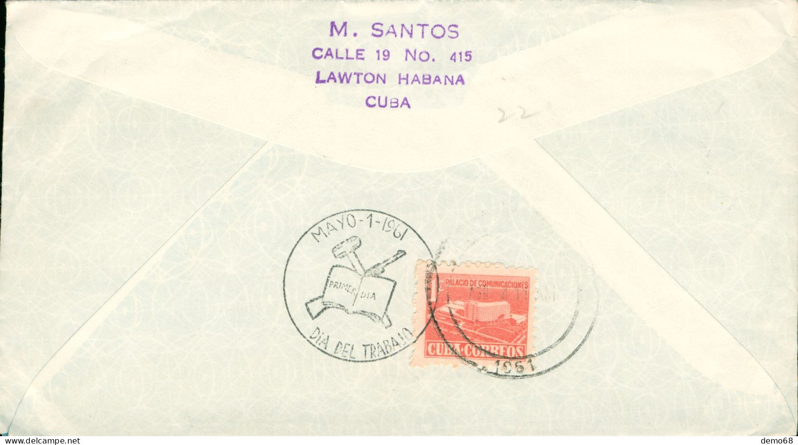 Amérique Cuba Stamp Timbre Sur Enveloppe 1961 1er Mai Fête Du Travail  Mayo 1 1961 - Sonstige & Ohne Zuordnung