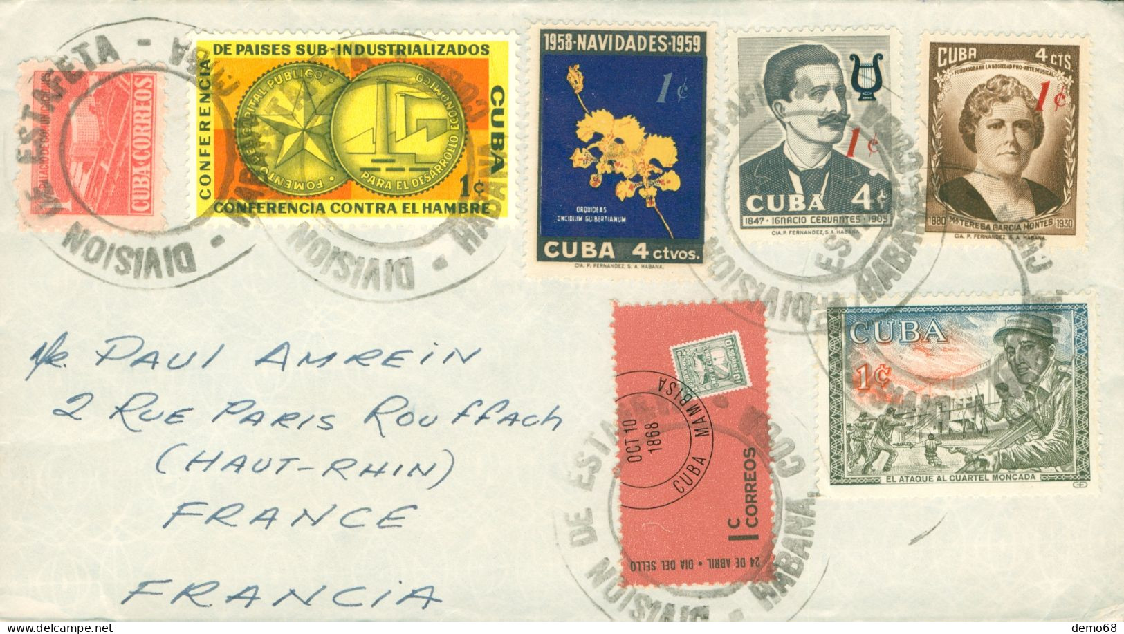 Amérique Cuba Stamp Timbre Sur Enveloppe 196....   Division De Estafeta - Autres & Non Classés