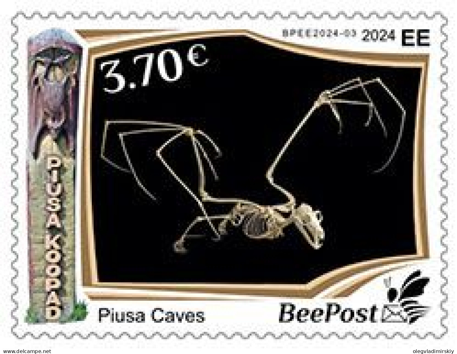 Estonia Estland Estonie 2024 Visit Estonia Piusa Caves Bats Geology BeePost Stamp MNH - Chauve-souris