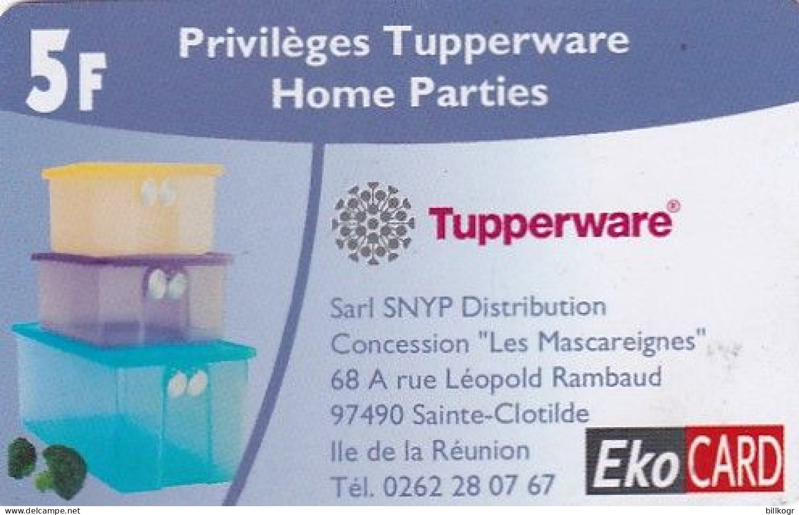 FRENCH ANTILLES & REUNION - Tupperware, EKO By XTS Prepaid Card 5 Euro, Tirage 5000, Used - Antillas (Francesas)