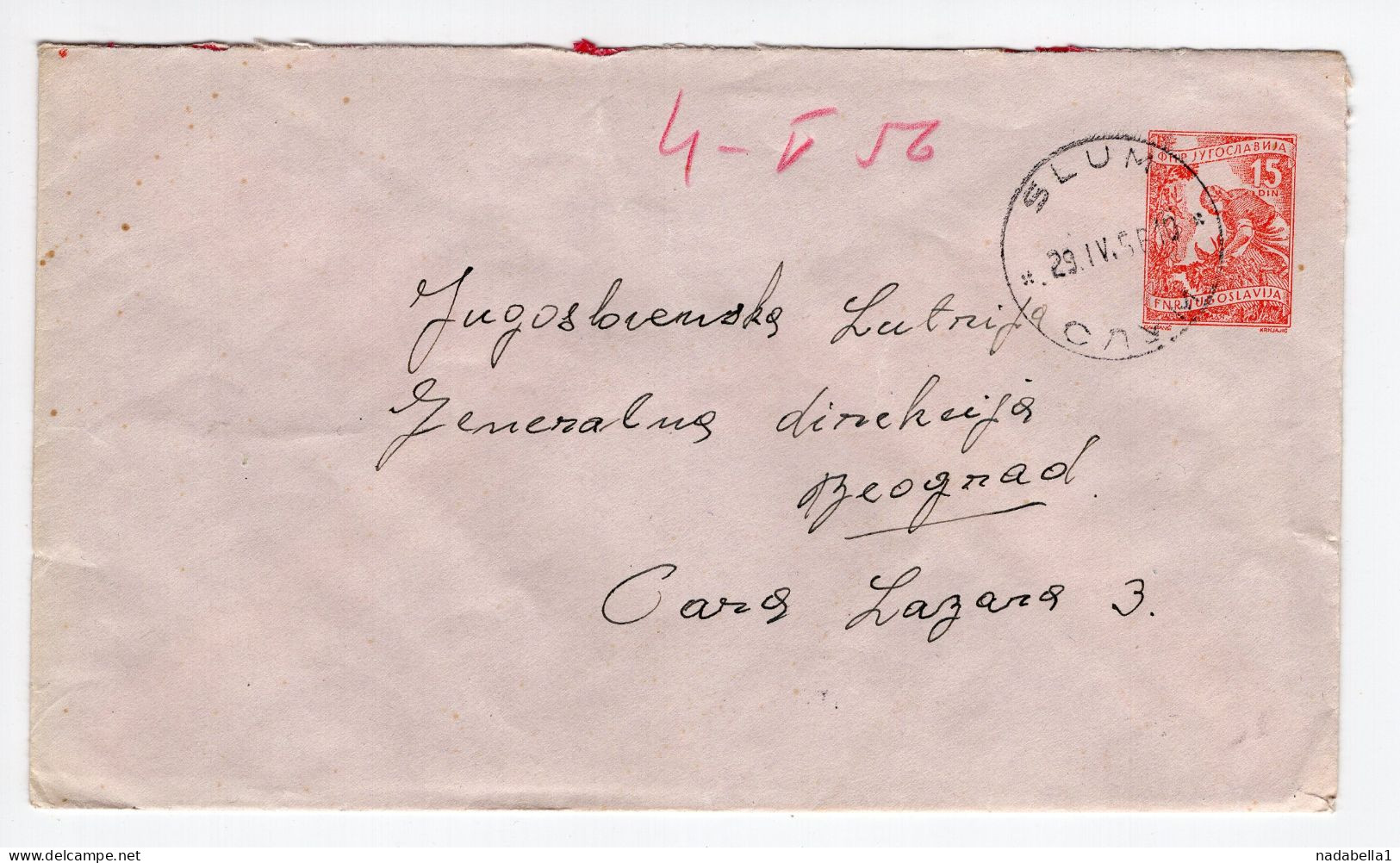 1956. YUGOSLAVIA,CROATIA,ISTRIA,SLUM TO BELGRADE,STATIONERY COVER USED - Entiers Postaux