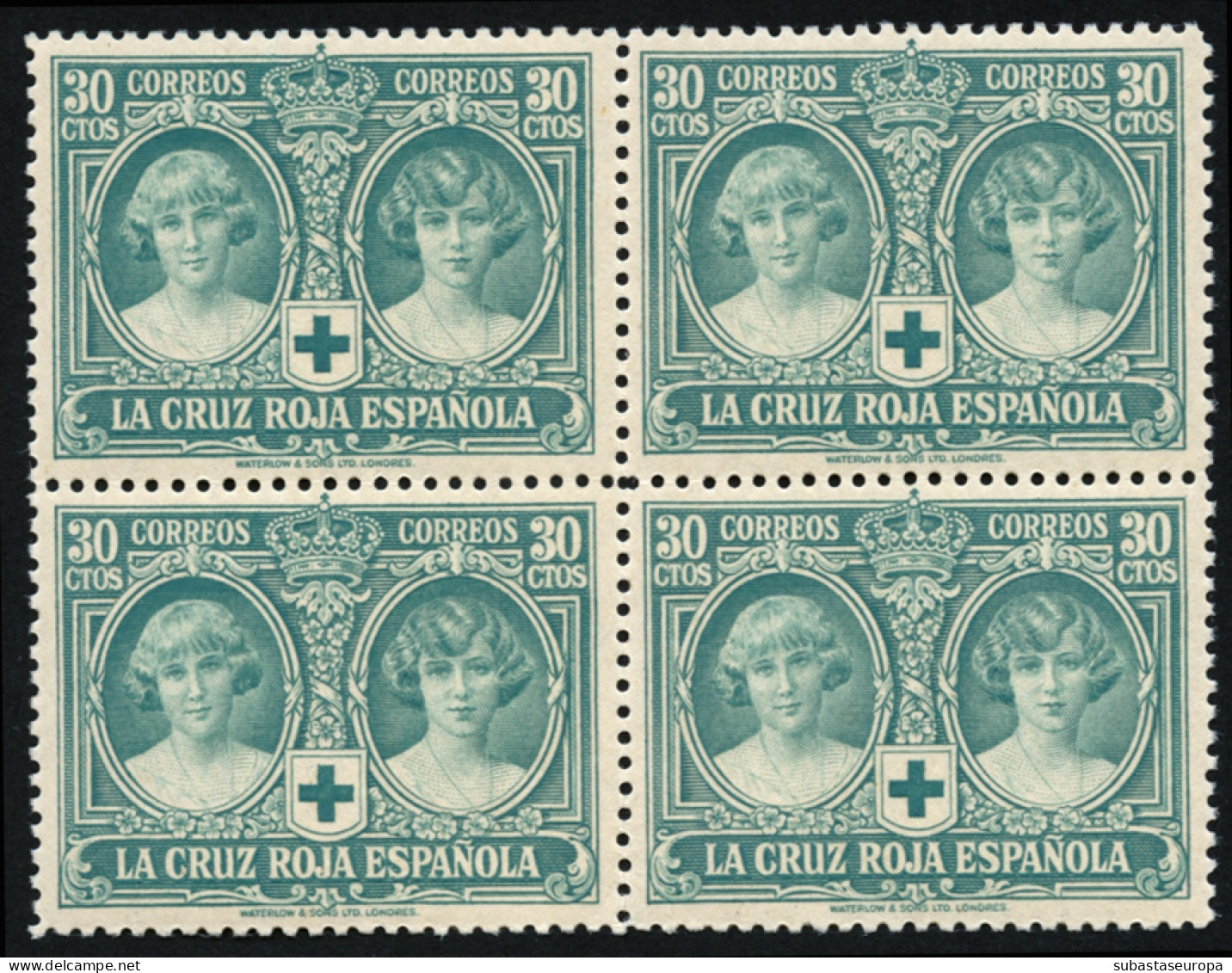 ** 332. Cruz Roja. 30 Cts. Bloque De 4. Lujo. Cat. 384 €. - Unused Stamps