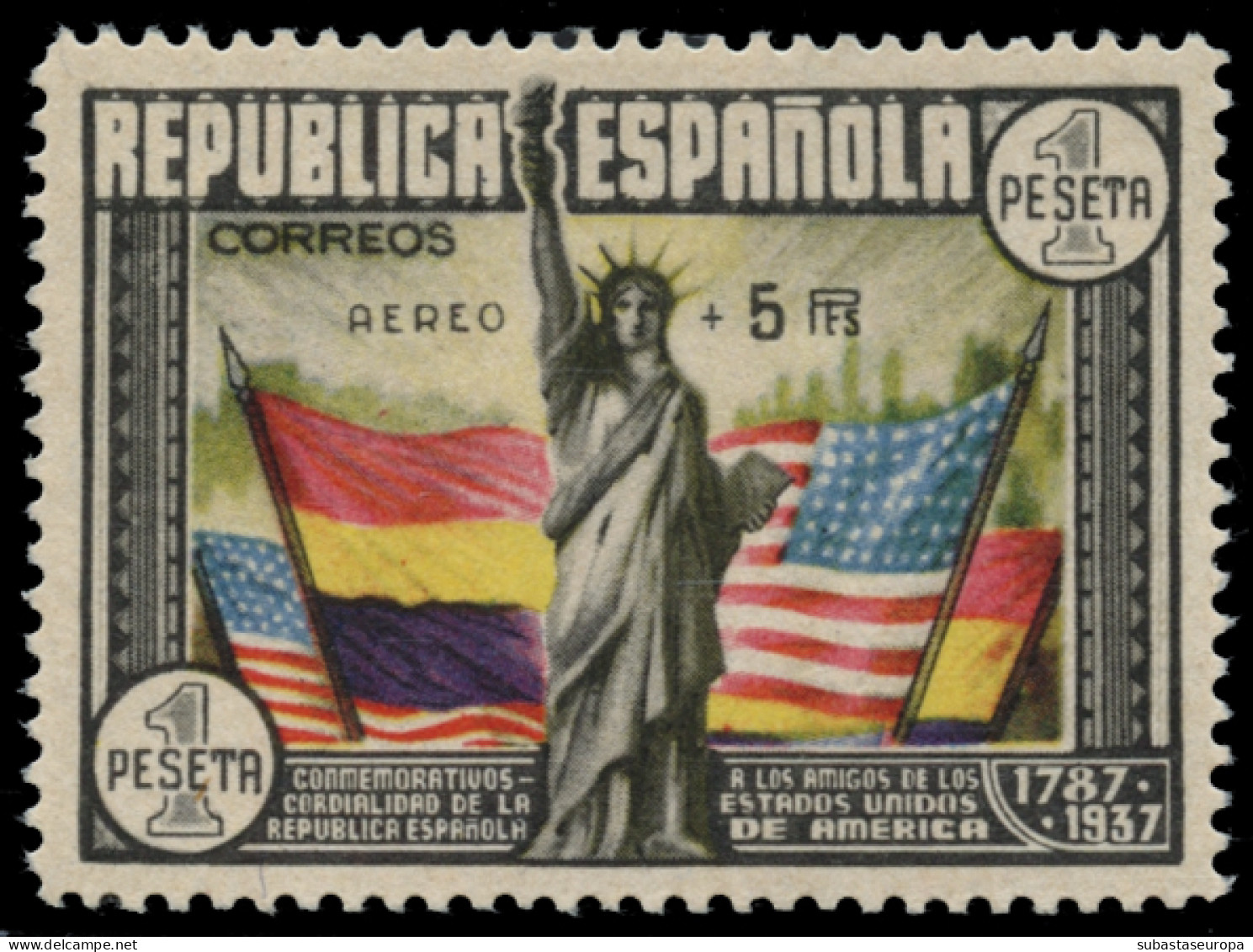 * 765. Constitución EEUU Aéreo. Certificado CEM (2005). Precioso. Cat. 350 €. - Unused Stamps