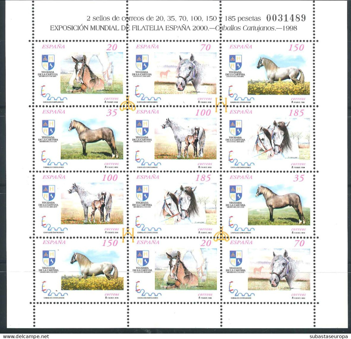 ** 3609/13. Minipliego Caballos, Año 1998. Cat. 34 €. - Unused Stamps