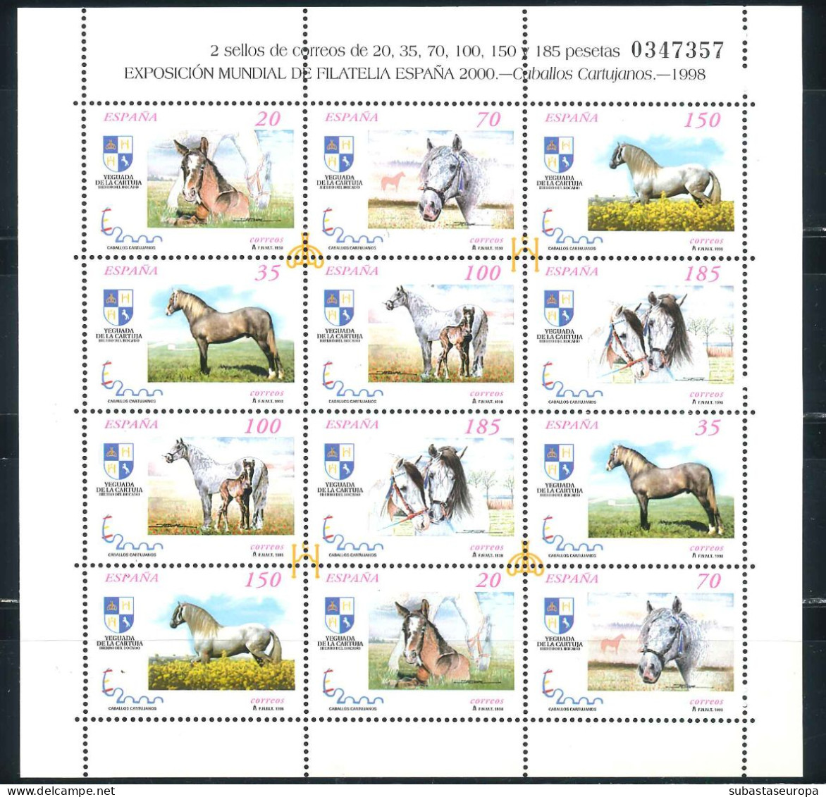 ** 3609/13. Minipliego Caballos, Año 1998. Cat. 34 €. - Neufs