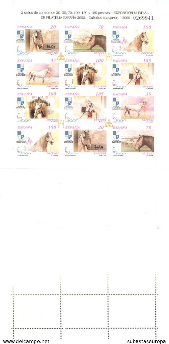 ** 3723/28. 2 Minipliegos Caballos, Año 2000. Un Sello Con Adherencia. Cat. 58 €. - Unused Stamps