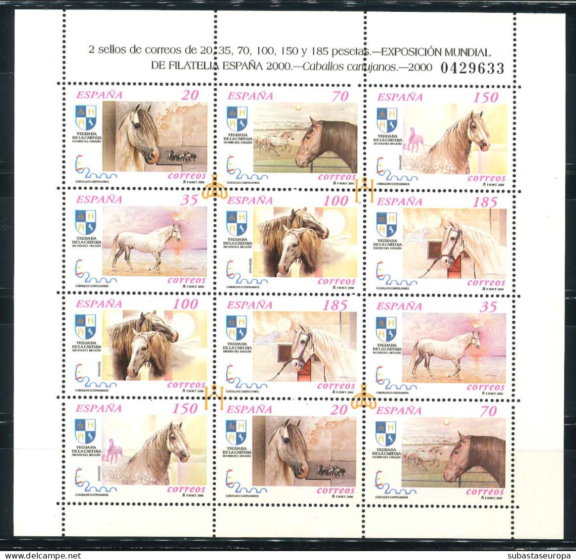 ** 3723/28. Minipliego Caballos, Año 2000. Cat. 58 €. - Unused Stamps