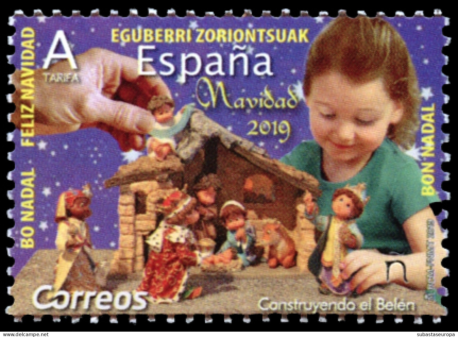 ** 5353a. Navidad 2019. Sello Dentado No Adhesivo. Servicio Filatélico Solo Sirvió Con Papel Adhesivo. Raro. - Unused Stamps