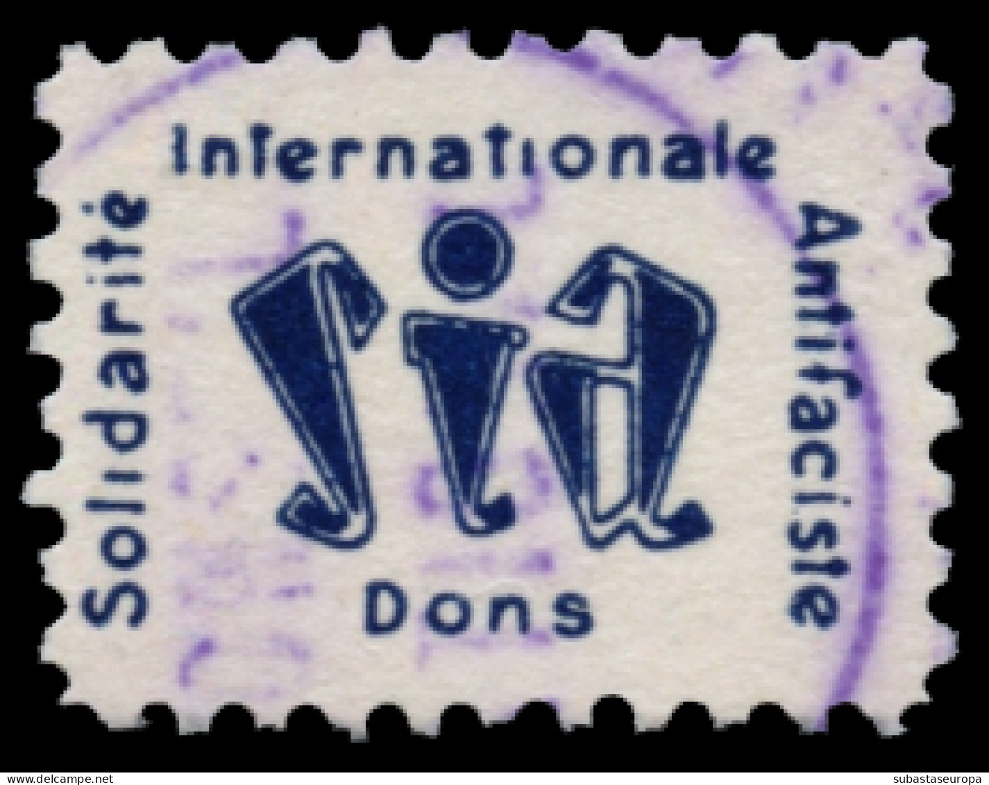 Francia. SIA.  Solidarité Internacionale Antifasciste. Dons. Sin Valor Facial. Color Azul. Allepuz Nº 1321. - Spanish Civil War Labels