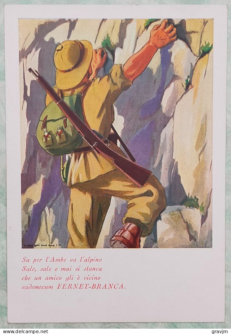 Carte Postale - Illustrateur Italien NANNI - Publicité FERNET-BRANCA - Chasseur Alpin - Nanni