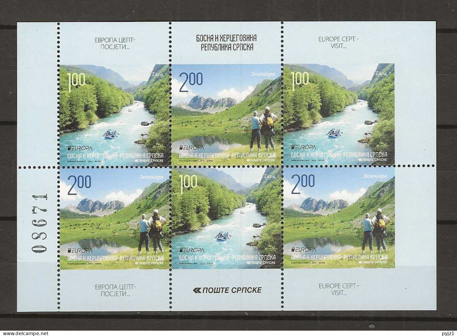 2012 MNH Cept Bosnia Serbian Post Booklet Pane - 2012