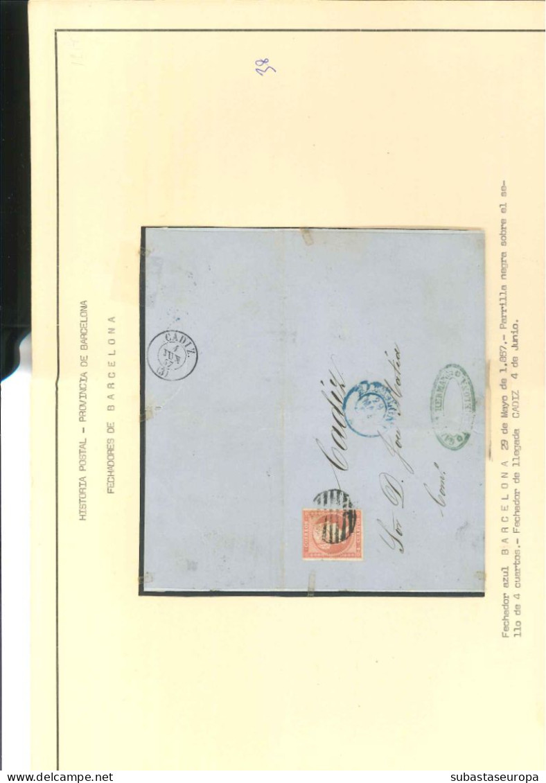 Álbum Con 38 Cartas Con Franqueos De Amadeo Y 4 Cuartos. Examinar. - Lettres & Documents