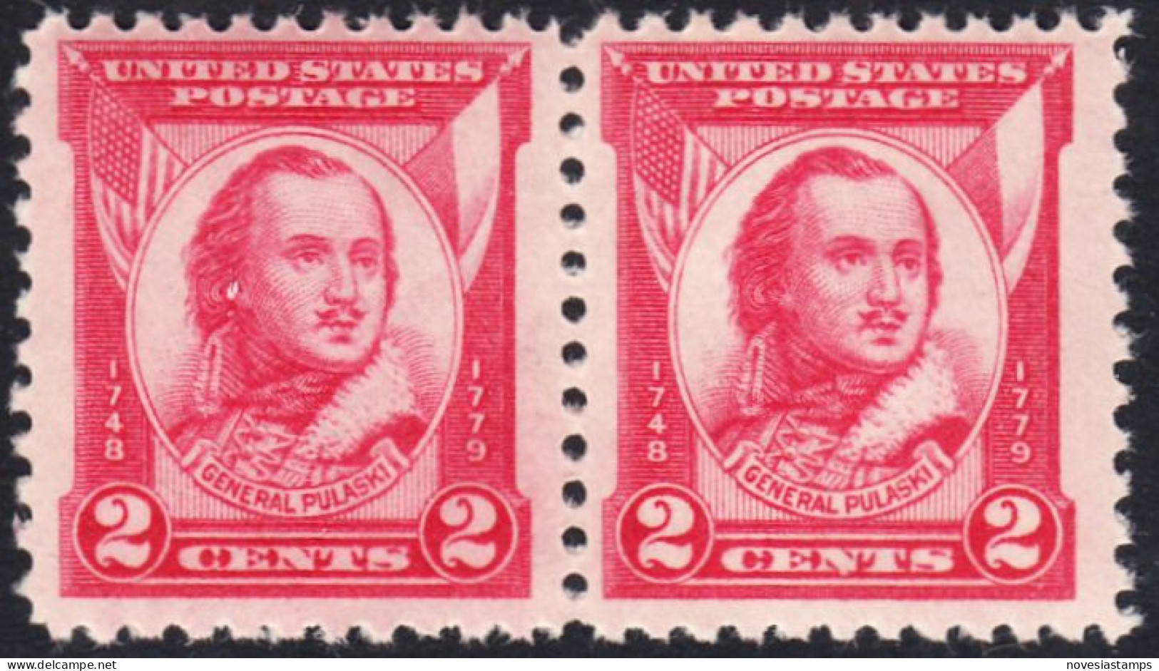 !a! USA Sc# 0690 MNH Horiz.PAIR - General Casimir Pulaski - Nuovi