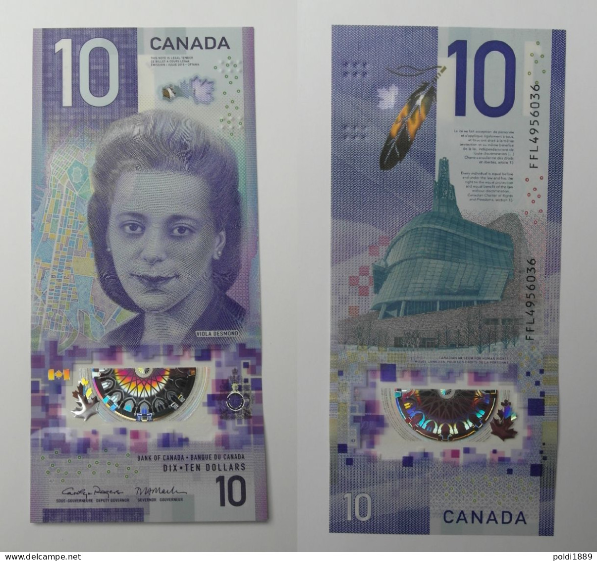 Kanada Canada 10 Dollars 2018 Viola Desmond Polymer UNC Bankfrisch - Canada