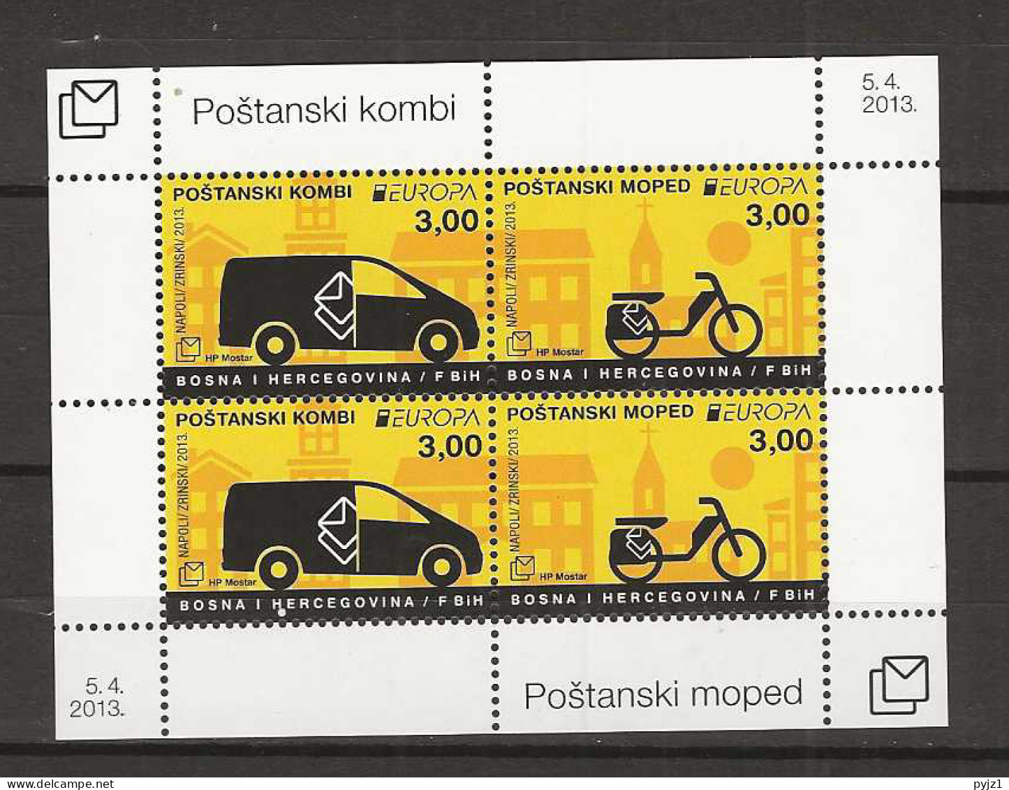 2013 MNH Cept Bosnia Croatian Mail Block - 2013