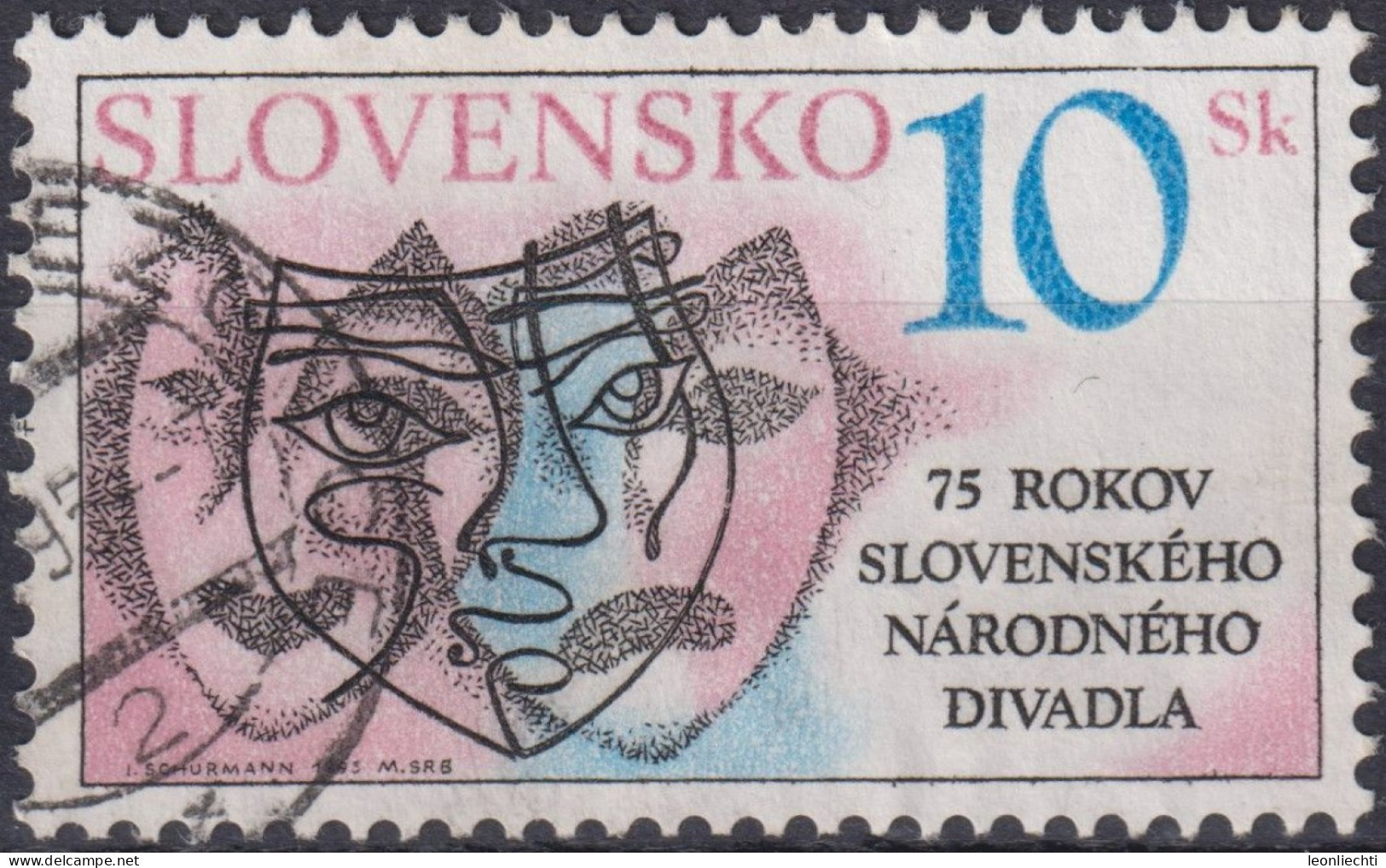 1995 Slowakische Republik ° Mi:SK 220, Sn:SK 208, Yt:SK 180, 75th Anniv. Of Slovakian National Theatre - Gebruikt