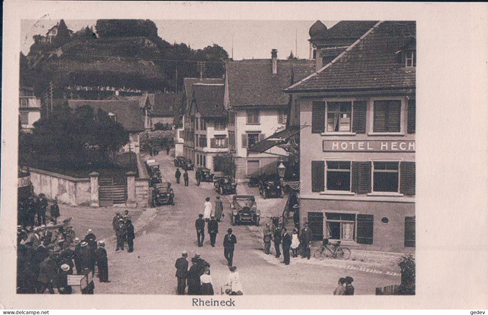 Rheineck SG, Rue Animée Automobiles, Hotel Hecht (10.5.1927) - Rheineck