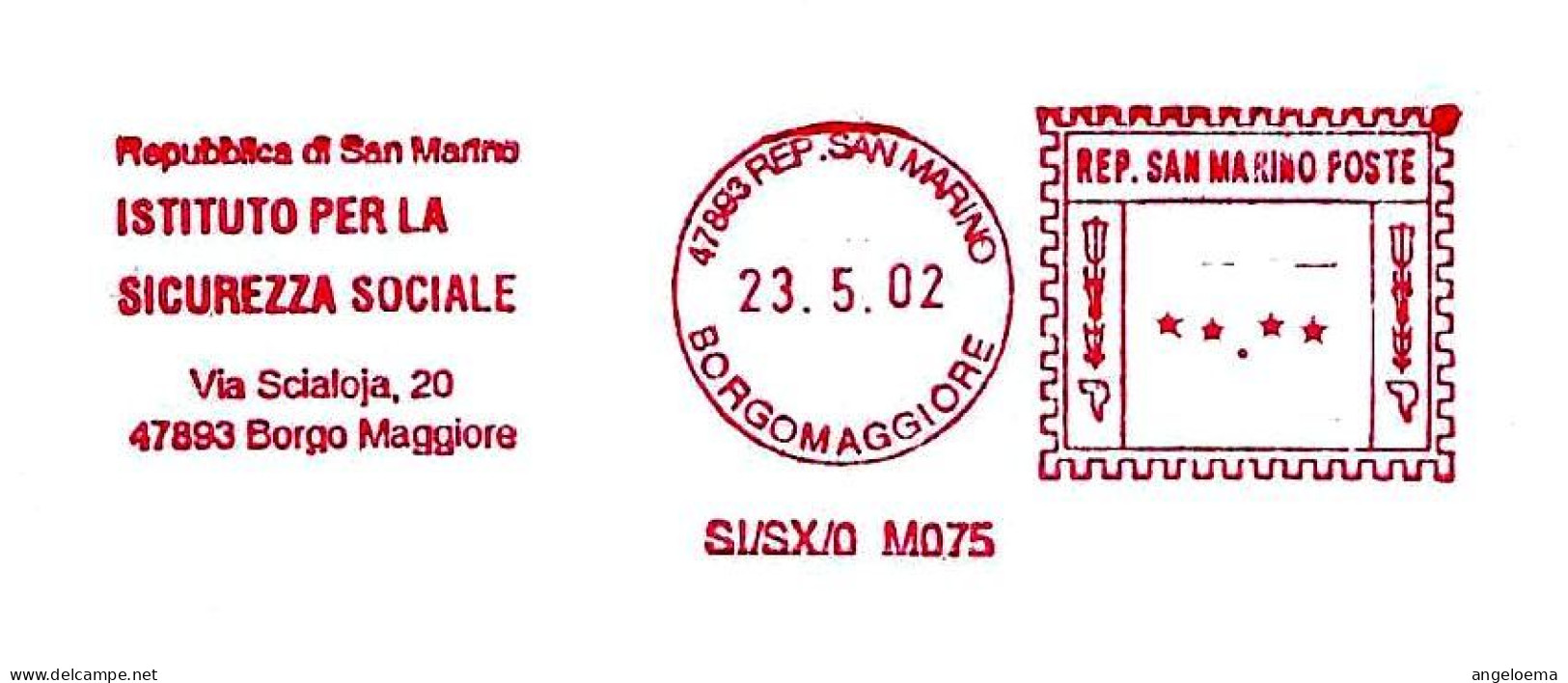 SAN MARINO - 2002 ISTITUTO SICUREZZA SOCIALE - Ema Affrancatura Meccanica Rossa Red Meter Su Busta Non Viaggiata - 1886 - Covers & Documents