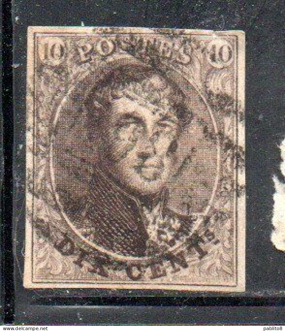 BELGIQUE BELGIE BELGIO BELGIUM 1849 1854 KING LEOPOLD ROI 10c USED OBLITERE' USATO - 1849-1865 Medaillons (Varia)