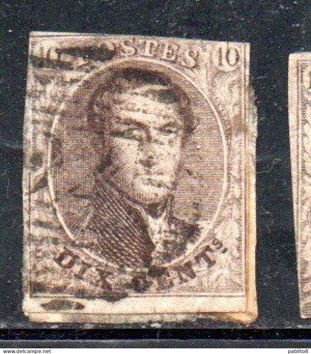 BELGIQUE BELGIE BELGIO BELGIUM 1849 1854 KING LEOPOLD ROI 10c USED OBLITERE' USATO - 1849-1865 Medaglioni (Varie)