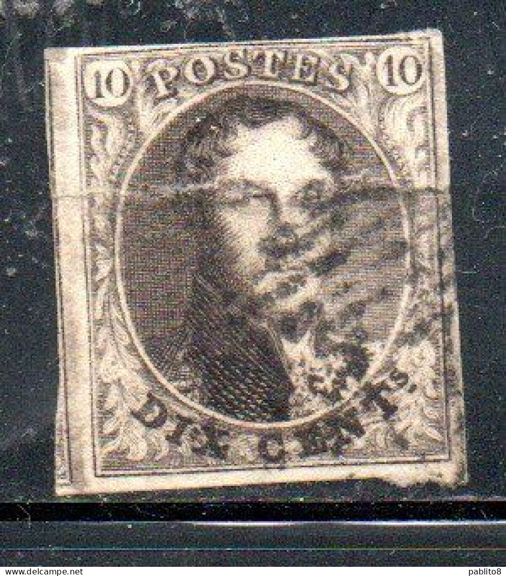 BELGIQUE BELGIE BELGIO BELGIUM 1849 1854 KING LEOPOLD ROI 10c USED OBLITERE' USATO - 1849-1865 Medallones (Otros)