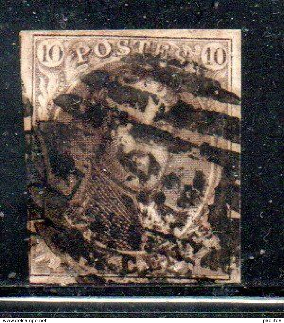 BELGIQUE BELGIE BELGIO BELGIUM 1849 1854 KING LEOPOLD ROI 10c USED OBLITERE' USATO - 1849-1865 Medaglioni (Varie)