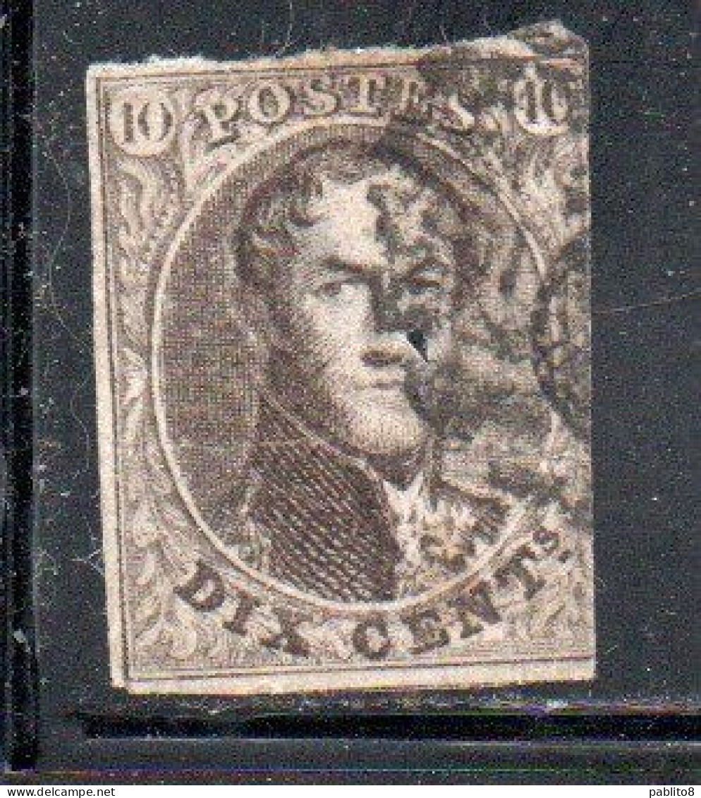 BELGIQUE BELGIE BELGIO BELGIUM 1849 1854 KING LEOPOLD ROI 10c USED OBLITERE' USATO - 1849-1865 Medallones (Otros)