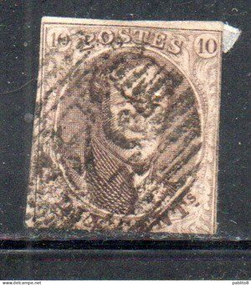 BELGIQUE BELGIE BELGIO BELGIUM 1849 1854 KING LEOPOLD ROI 10c USED OBLITERE' USATO - 1849-1865 Medaillons (Varia)