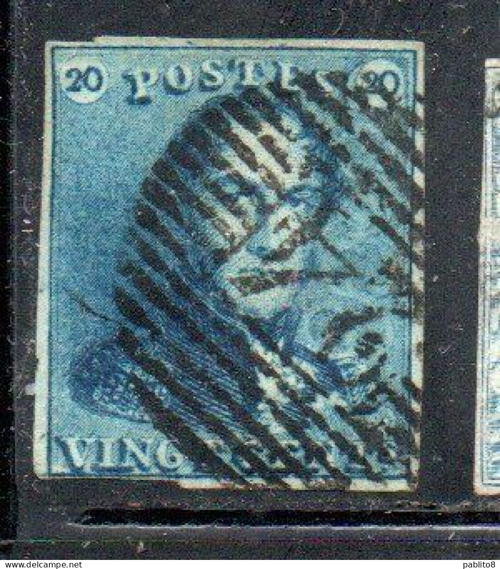 BELGIQUE BELGIE BELGIO BELGIUM 1849 1854 KING LEOPOLD ROI 20c USED OBLITERE' USATO - 1849-1865 Medaillen (Sonstige)