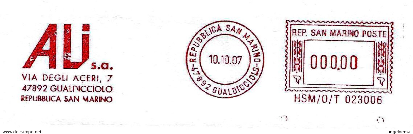 SAN MARINO - 2007 ALI Ind. CERAMICA - Ema Affrancatura Meccanica Rossa Red Meter Su Busta Non Viaggiata - 1949 - Briefe U. Dokumente