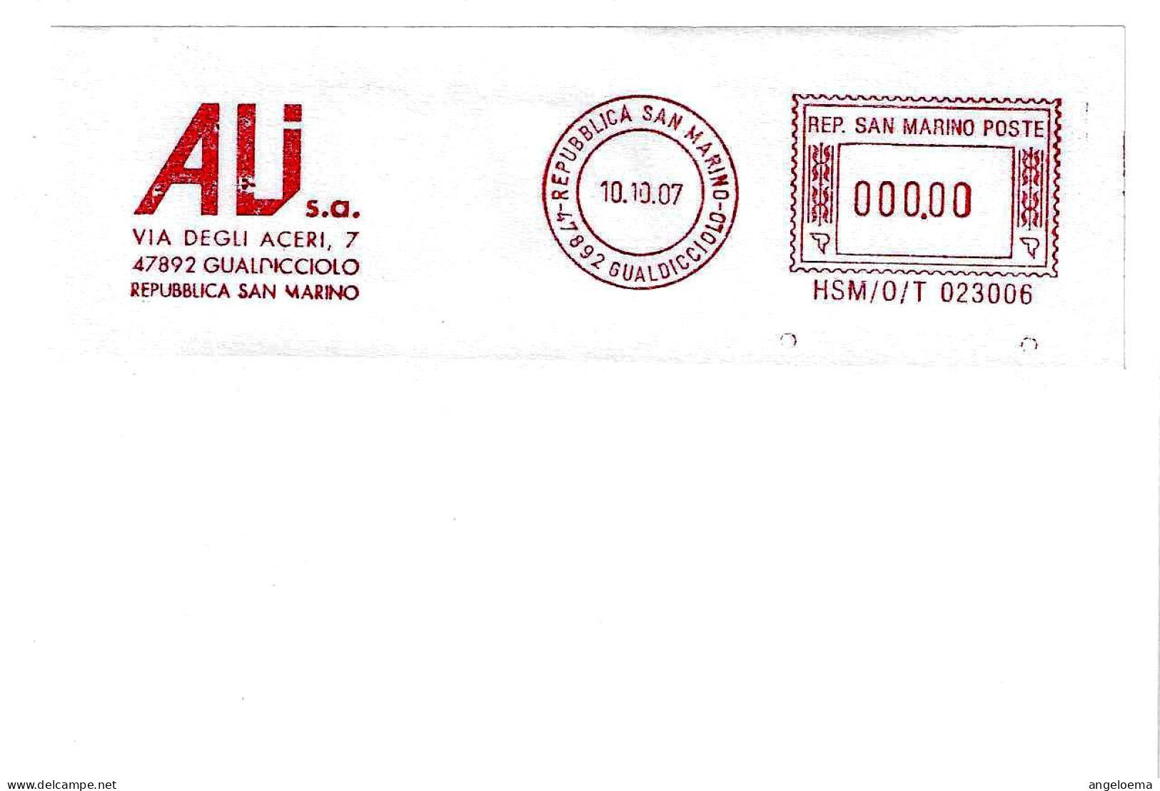 SAN MARINO - 2007 ALI Ind. CERAMICA - Ema Affrancatura Meccanica Rossa Red Meter Su Busta Non Viaggiata - 1949 - Cartas & Documentos