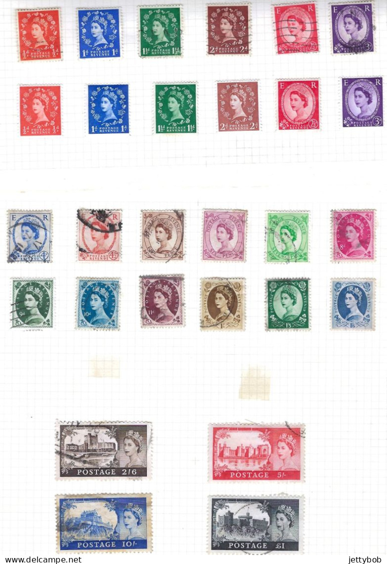 GB QEII Wildings 18 Values Used + 6 Values (1/2d - 3d) MM  + Castles 4 High Values Used - Collections