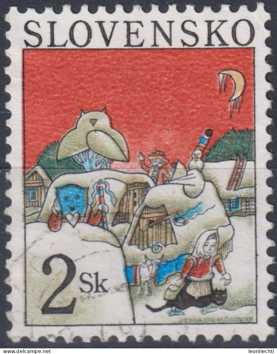 1996 Slowakische Republik ° Mi:SK 267, Sn:SK 260, Yt:SK 226, Winter Scene,  Christmas (1996) - Gebruikt