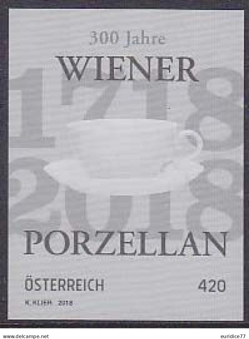 Austria 2018 - 300 Jahre Wiener Porzellan Black Print Mnh** - Essais & Réimpressions