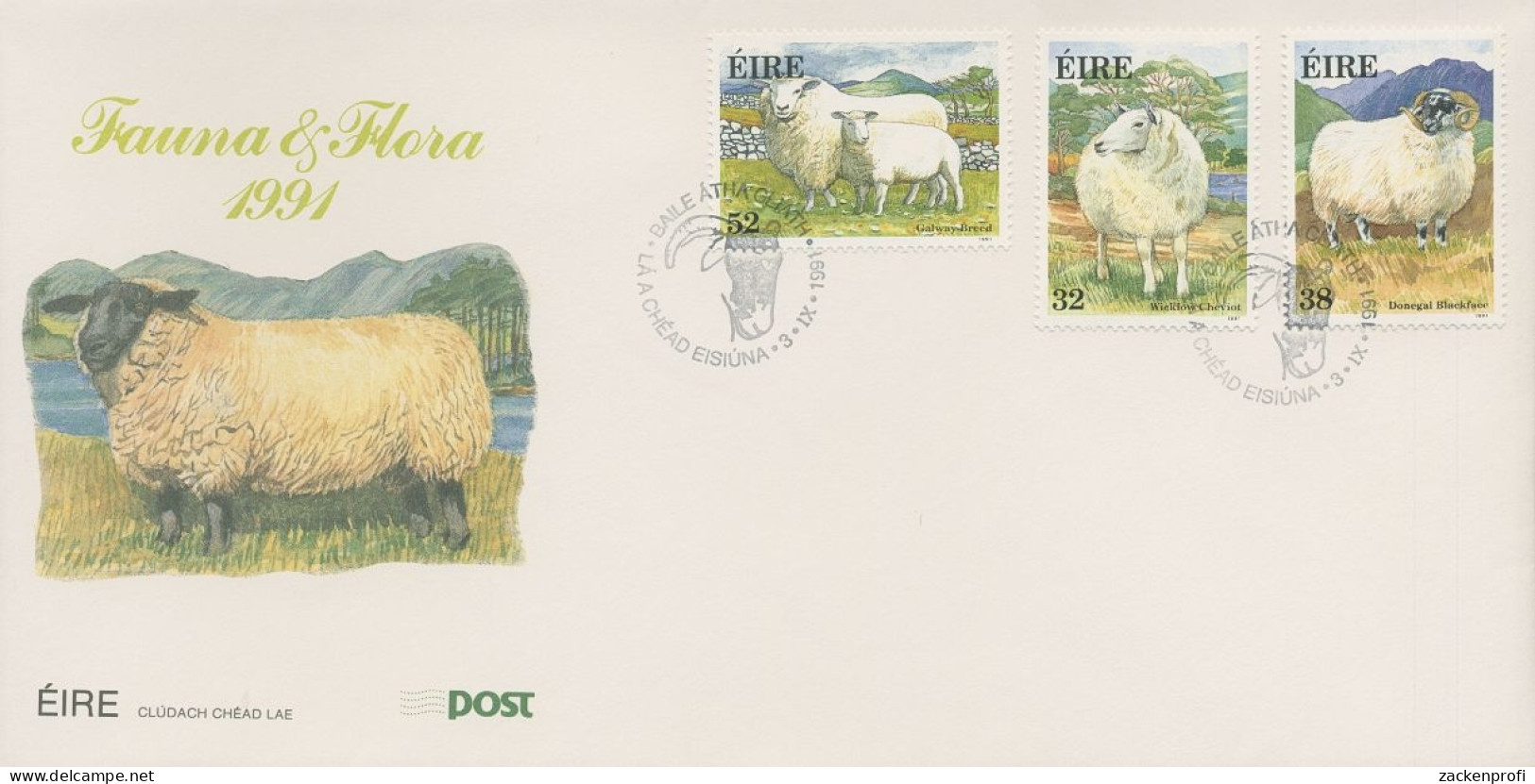 Irland 1991 Irische Schafe Ersttagsbrief 766/68 FDC (X18639) - FDC