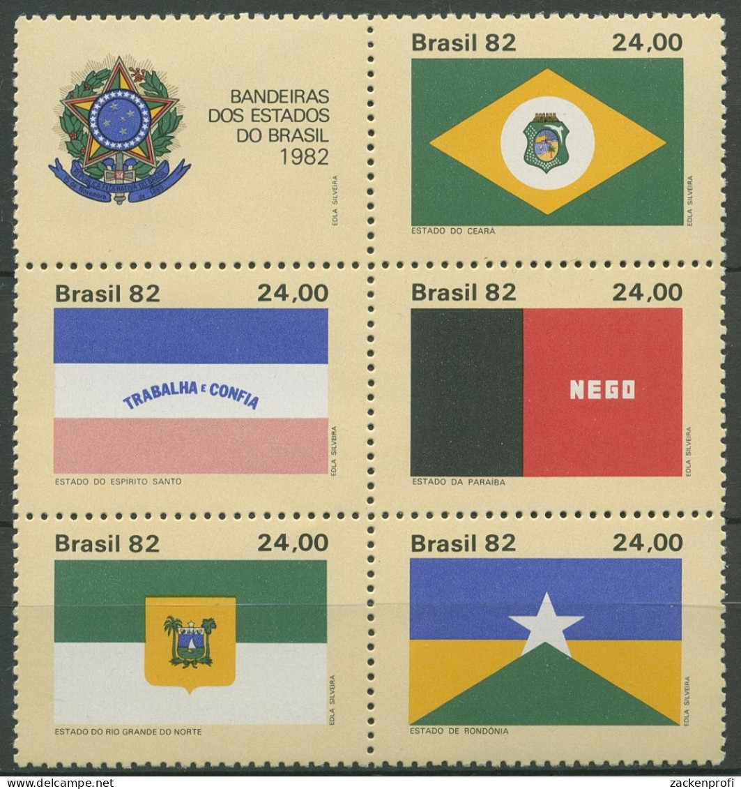 Brasilien 1982 Bundesstaaten Flaggen 1937/41 ZD Postfrisch (C94650) - Blocs-feuillets