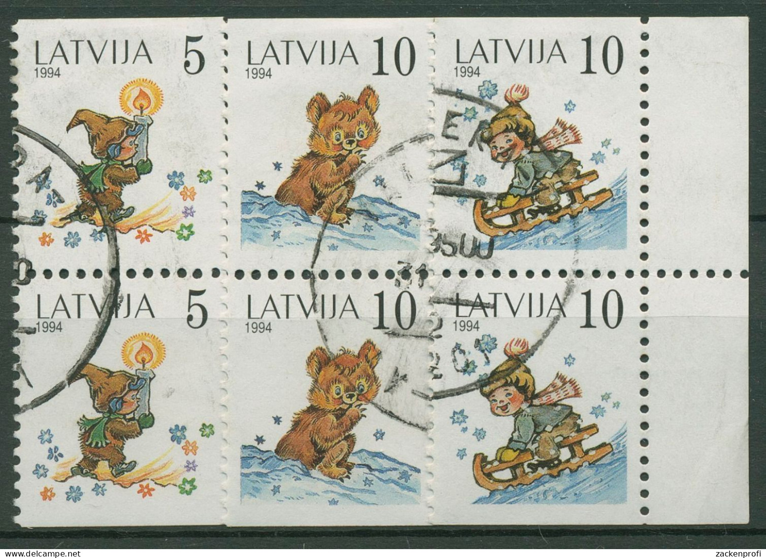 Lettland 1994 Kinderbuchillustrationen 386/88 ZD D/D Gestempelt - Lettonie