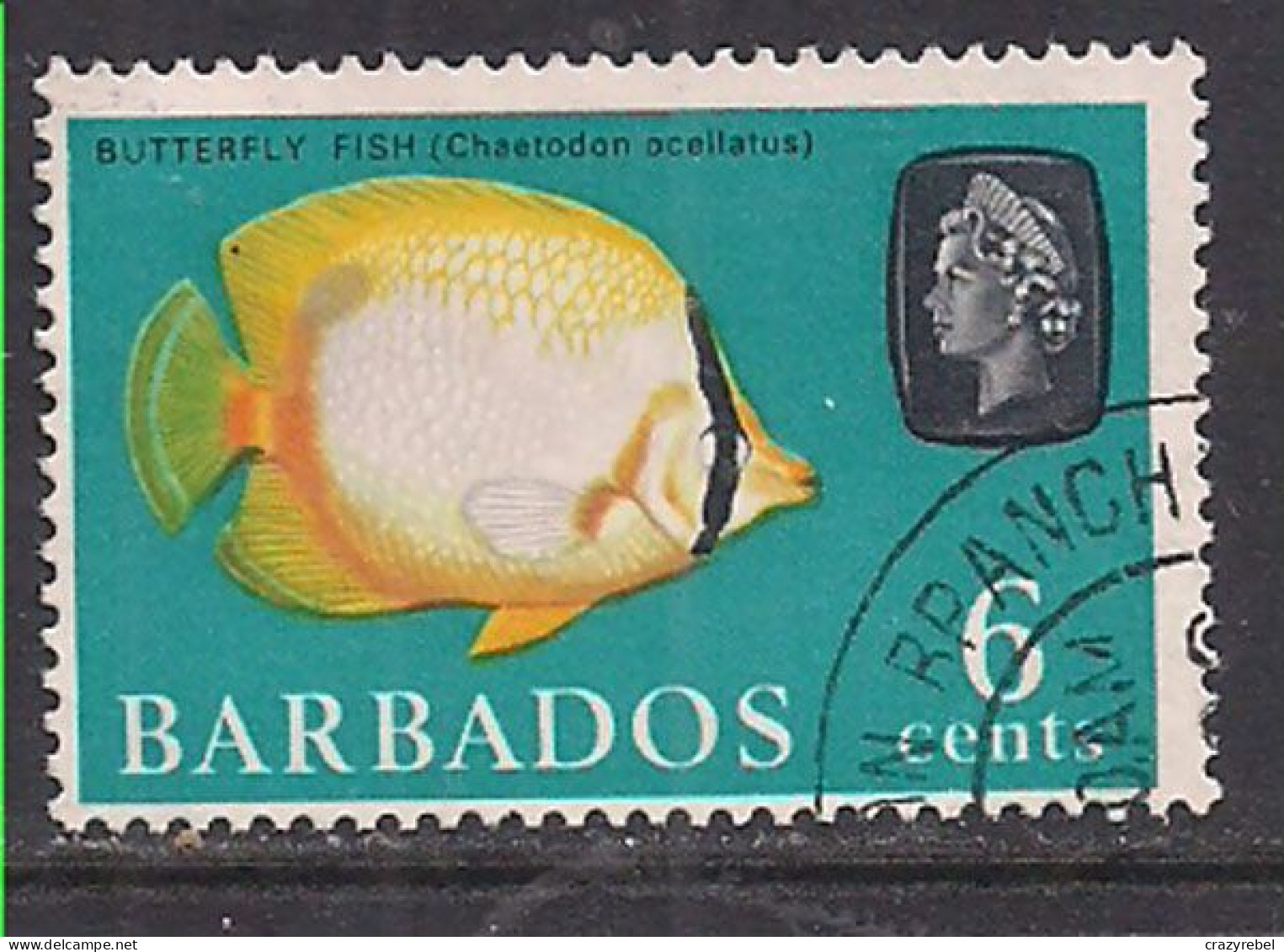 Barbados 1965 QE2 6cents  Coral SG 327 Used ( K517 ) - Bahrein (...-1965)