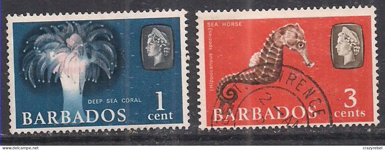 Barbados 1965 QE2 Pr 1+3cents CoralSG 322/24 MH+used ( J1071 ) - Bahrain (...-1965)
