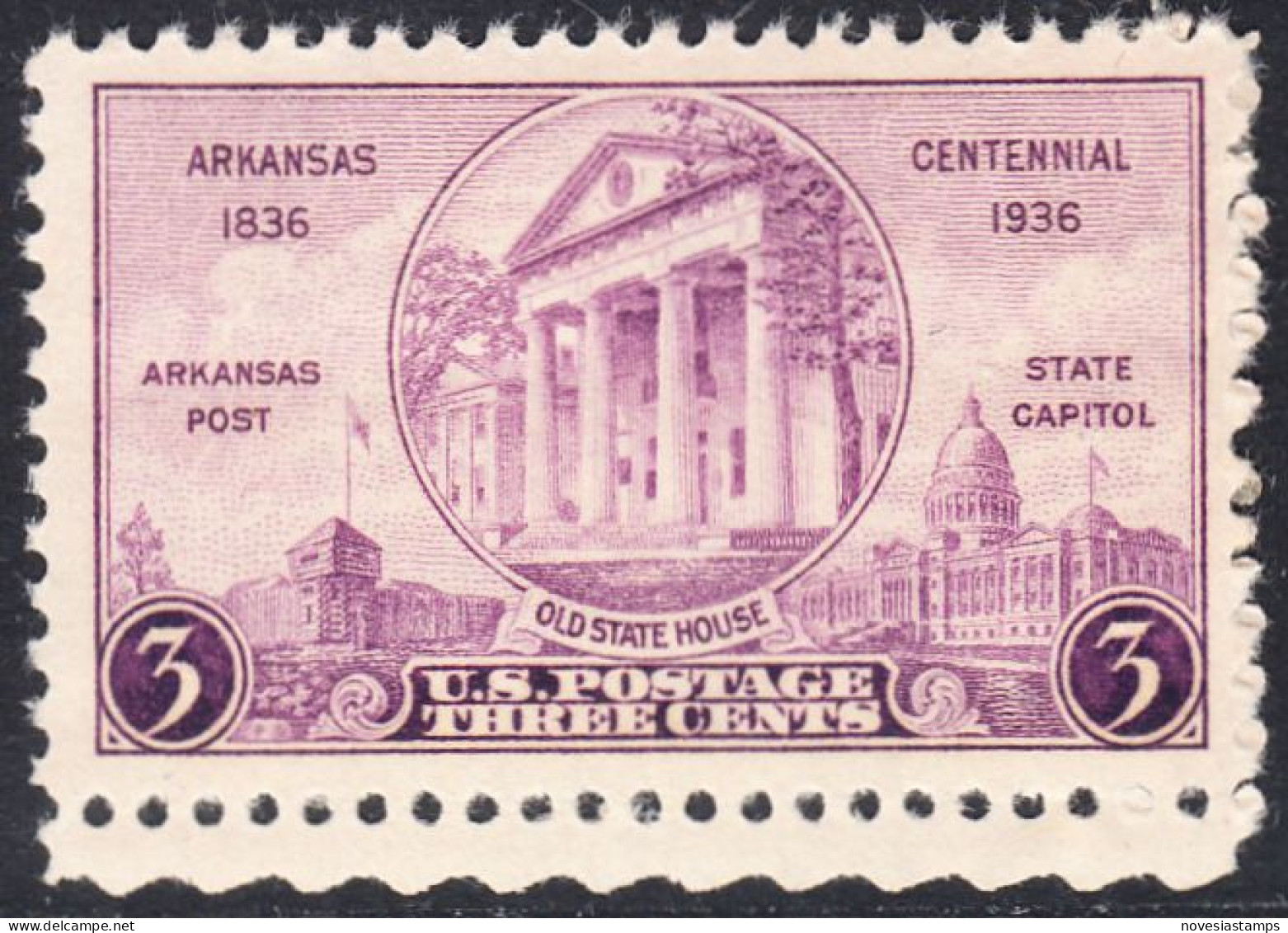 !a! USA Sc# 0782 MNH SINGLE W/ Bottom Margin (a2) - Arkansas - Unused Stamps